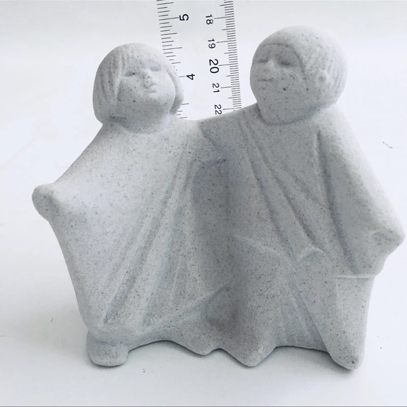 Vintage Marbell Stone Art Sculpture Belgium 2 People (5x3x4.5) MCM - Picture 7 of 7